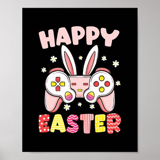 Videospiel-Controller-Häschen-Spieler Frohe Ostern Poster (Vorne)