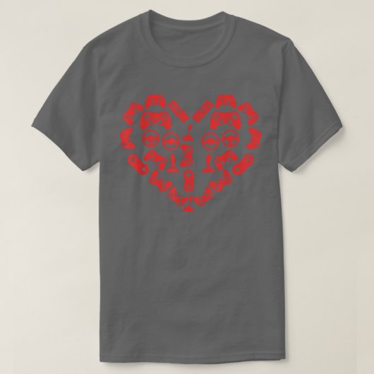 Videospiel-Controller Herz-Valentinstag Cool Ga T-Shirt (Design vorne)