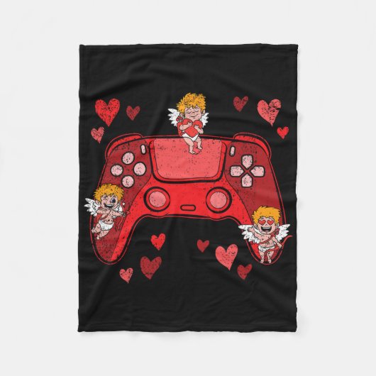 Videospiel-Controller Herz Valentinstag Cute Ga Fleecedecke (Vorderseite)