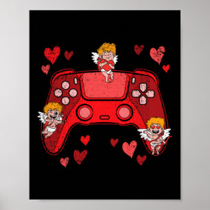 Videospiel-Controller-Herz Valentinstag Cute Ga Poster