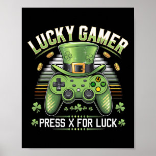 Videospiel-Controller irische Gamer-Jungs St. Patr Poster