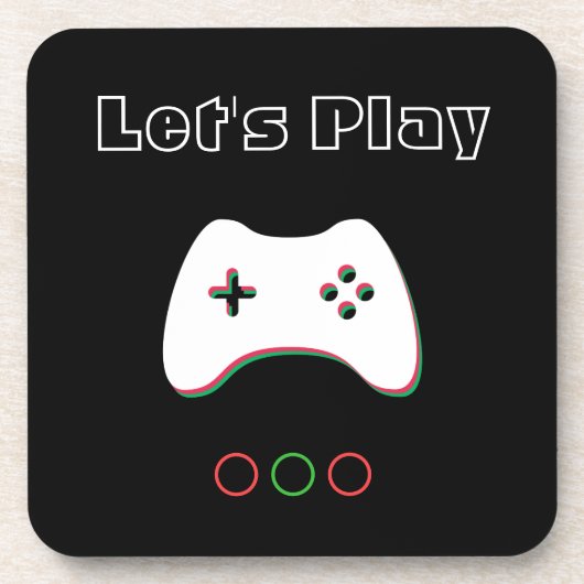 Videospiel-Controller, Lass uns spielen, Rot & Grü Getränkeuntersetzer (Vorderseite)