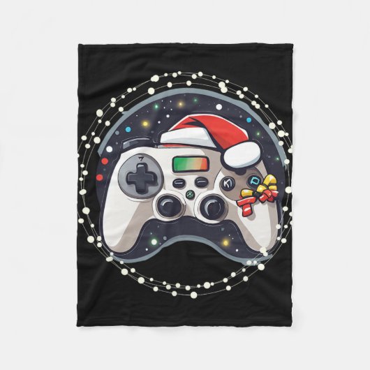 Videospiel-Controller Santa-Hut Weihnachten Gaming Fleecedecke (Vorderseite)