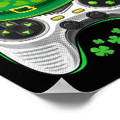 Videospiel-Controller Shamrock Gamer St. Patricks Poster (Ecke)