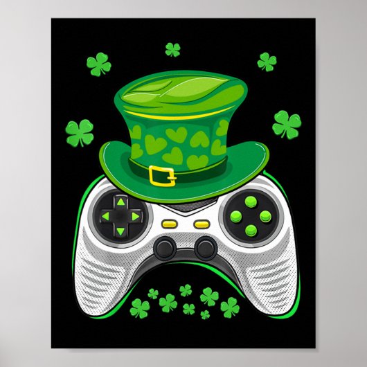 Videospiel-Controller Shamrock Gamer St. Patricks Poster (Vorne)