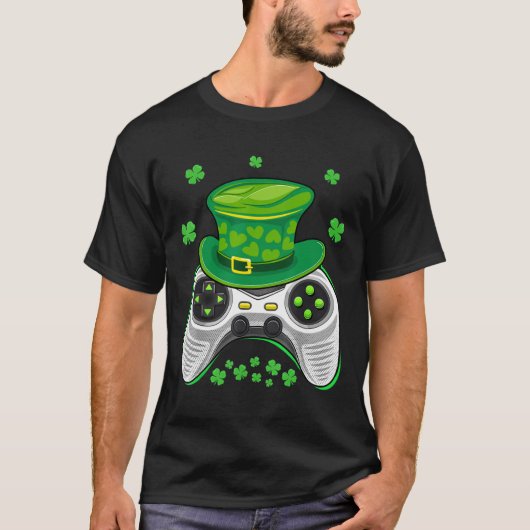 Videospiel-Controller Shamrock Gamer St. Patrickst T-Shirt (Vorderseite)