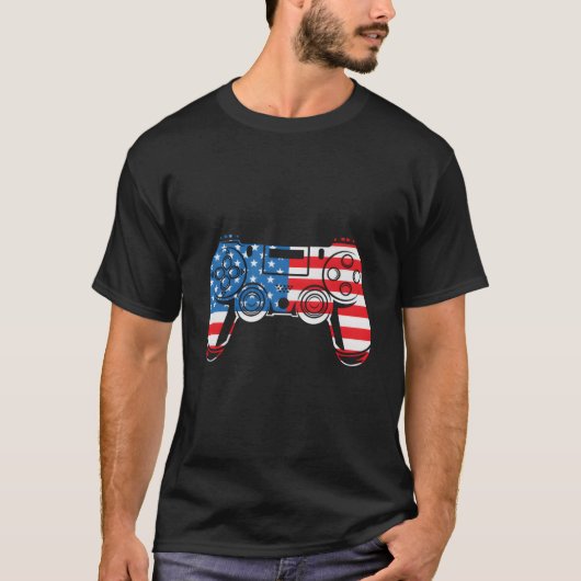 Videospiel-Controller Vierter 4. Juli Amerikanisch T-Shirt (Vorderseite)