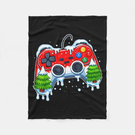 Videospiel-Controller Weihnachten Santa Hut Gamer Fleecedecke (Vorderseite)