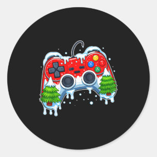 Videospiel-Controller Weihnachten Santa Hut Gamer Runder Aufkleber