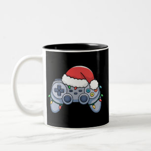 Videospiel-Controller Weihnachten Santa Hut Gamer Zweifarbige Tasse