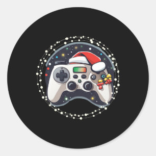 Videospiel-Controller Weihnachtsmann-Mütze Weihnac Runder Aufkleber
