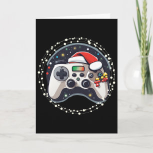 Videospiel-Controller Weihnachtsmannhut Weihnachte Karte