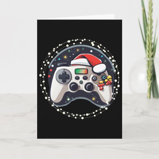 Videospiel-Controller Weihnachtsmannhut Weihnachte Karte (Vorderseite)