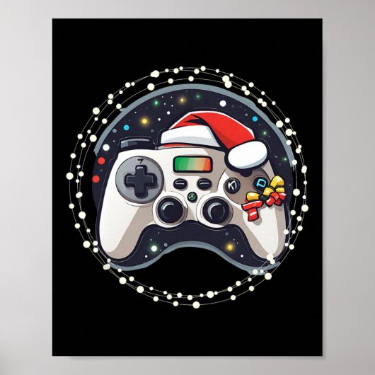 Videospiel-Controller Weihnachtsmannhut Weihnachte Poster (Vorne)