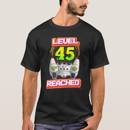 Videospiel der Stufe 45 erreicht Gamer 45. Geburts T-Shirt (Vorderseite)