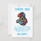 Videospiel Dinosaurier Gaming Geburtstagsparty Dankeskarte (Vorderseite)