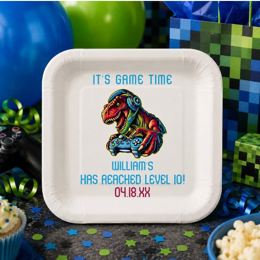 Videospiel Dinosaurier Gaming Geburtstagsparty Pappteller