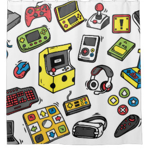 Videospiel, doodles Set Duschvorhang