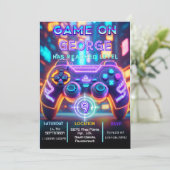 Videospiel Geburtstag Einladung (Stehend Vorderseite)