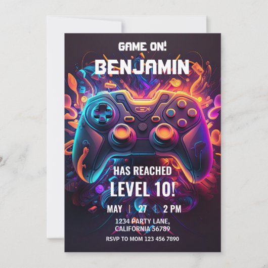 Videospiel Geburtstag Einladung Arcade Einladung (Vorderseite)