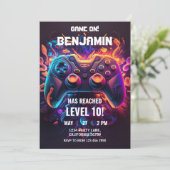 Videospiel Geburtstag Einladung Arcade Einladung (Stehend Vorderseite)