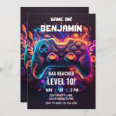 Videospiel Geburtstag Einladung Arcade Einladung (Vorne/Hinten)