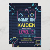 Videospiel Geburtstag Einladung Arcade Einladung (Vorne/Hinten)