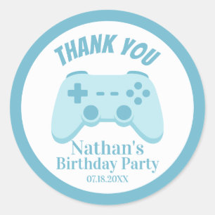 Videospiel-Geburtstag   Gaming-Controller-Party Runder Aufkleber