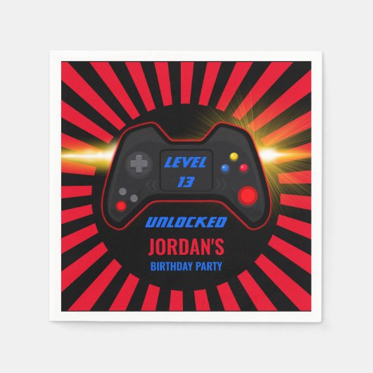 Videospiel Geburtstag Serviette (Vorderseite)