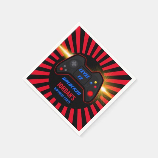 Videospiel Geburtstag Serviette (Ecke)