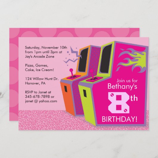 Videospiel-Geburtstags-Party Einladungen (Vorne/Hinten)