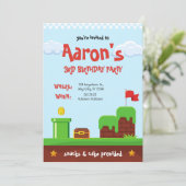 Videospiel Geburtstagseinladungen Einladung (Stehend Vorderseite)