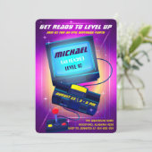 Videospiel-Geburtstagsfeier Einladung (Stehend Vorderseite)