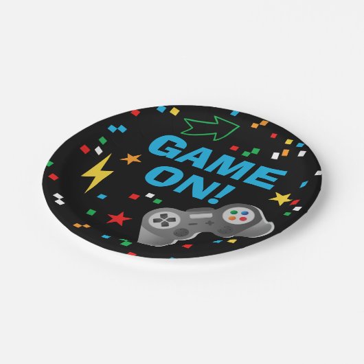 Videospiel-Geburtstagspapier-Teller Pappteller (Schrägansicht)