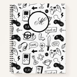 Videospiel-Handgezeichnetes, nahtloses Muster Notizblock
