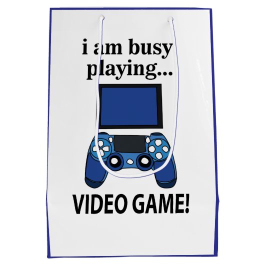 Videospiel Ich bin beschäftigt Videospiel zu spiel Mittlere Geschenktüte (Rückseite)