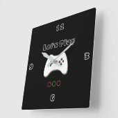Videospiel-Kontrolleur, ließ uns spielen, rote u. Quadratische Wanduhr (Winkel)