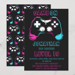 Videospiel Level Up Gamer Geburtstagsfeier Einladung