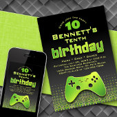 Videospiel Neon Green Geburtstag Einladung