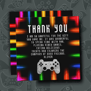 Videospiel-Party-Controller Neon-Gaming-Geburtstag Dankeskarte