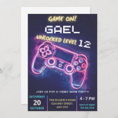 Videospiel-Party Einladung, Einladung zum Geburtst (Vorne/Hinten)