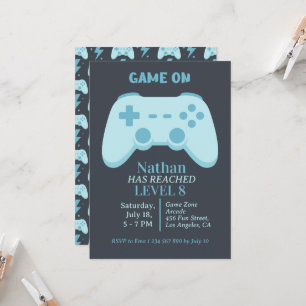 Videospiel-Party Level Up Gaming 8. Jungen-Geburts Einladung