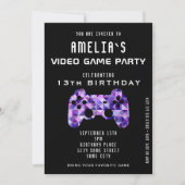 Videospiel Party Lila Controller Gaming Geburtstag Einladung (Vorderseite)