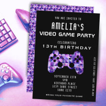 Videospiel Party Lila Controller Gaming Geburtstag
