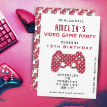 Videospiel Party Red Controller Gaming Geburtstag