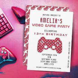 Videospiel Party Red Controller Gaming Geburtstag Einladung