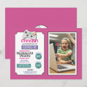 Videospiel-Party-Spiel-Rosa-Foto-Mädchen-Spiel Einladung (Vorne/Hinten)