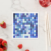 Videospiel-Pixel blaues Quadratmuster Serviette (Beispiel)