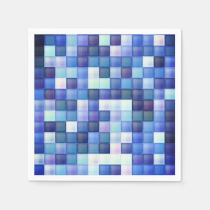 Videospiel-Pixel blaues Quadratmuster Serviette