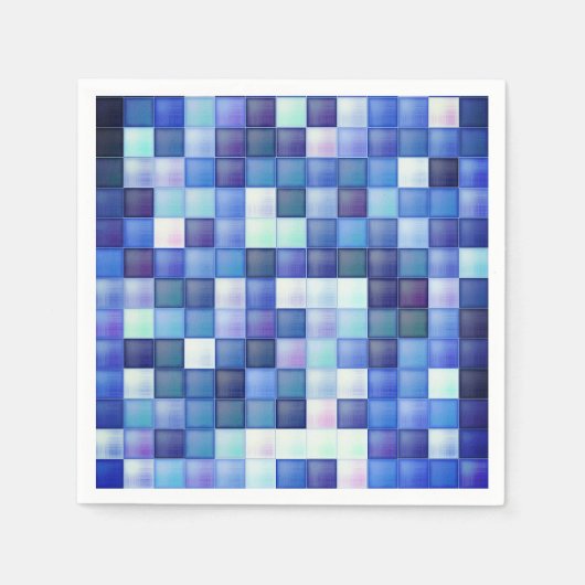 Videospiel-Pixel blaues Quadratmuster Serviette (Vorderseite)